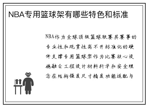 NBA专用篮球架有哪些特色和标准